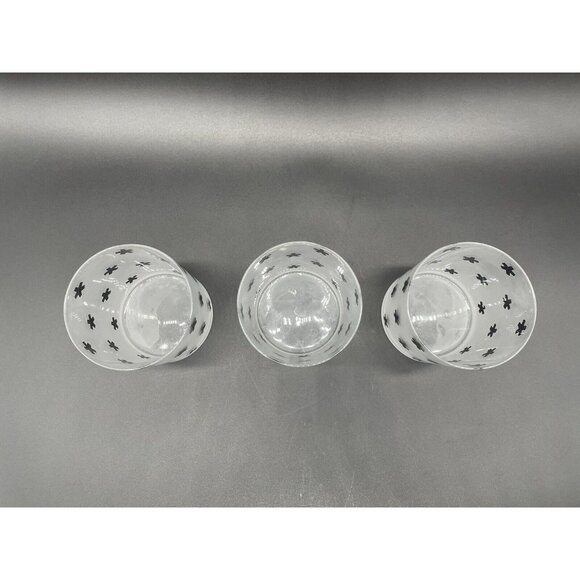 Cocktail Glasses Frosted White Black Lowball Rocks Water Tumblers Stars Bar Mod - Picture 3 of 7